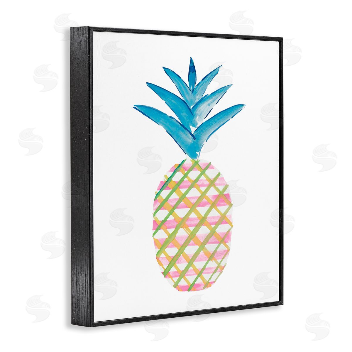 Tropical Tartan Pineapple Black Frame Print Wall Art, Home Decor by Julie DeRice