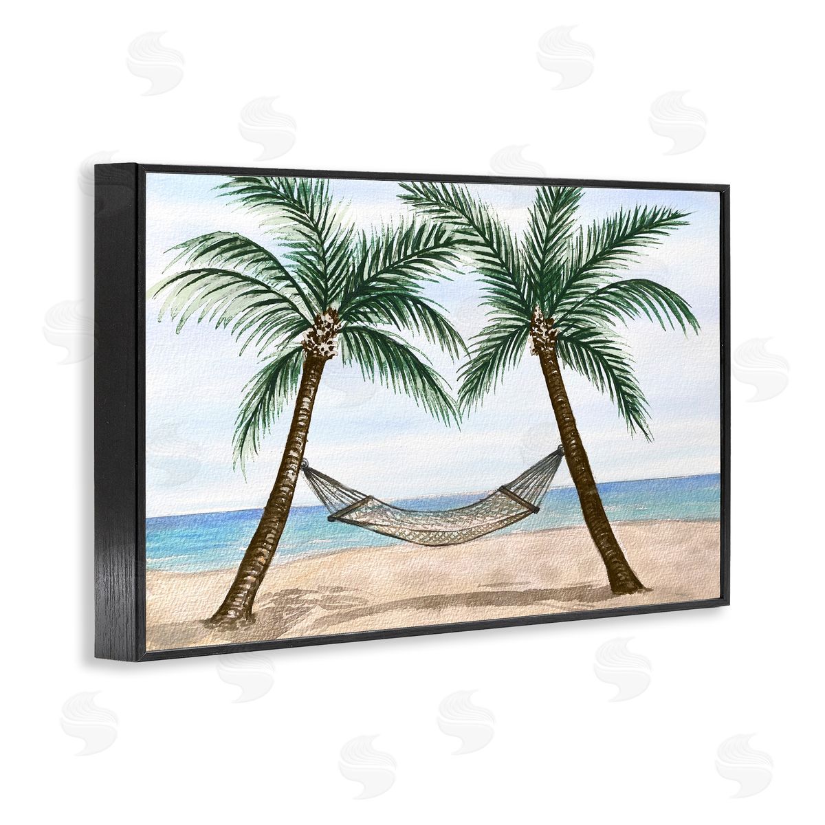 Hammock Between Palms Black Frame Print Wall Art, Home Decor by Nicholas Biscardi