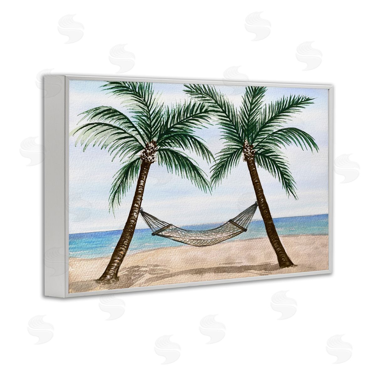Hammock Between Palms White Frame Print Wall Art, Home Decor by Nicholas Biscardi
