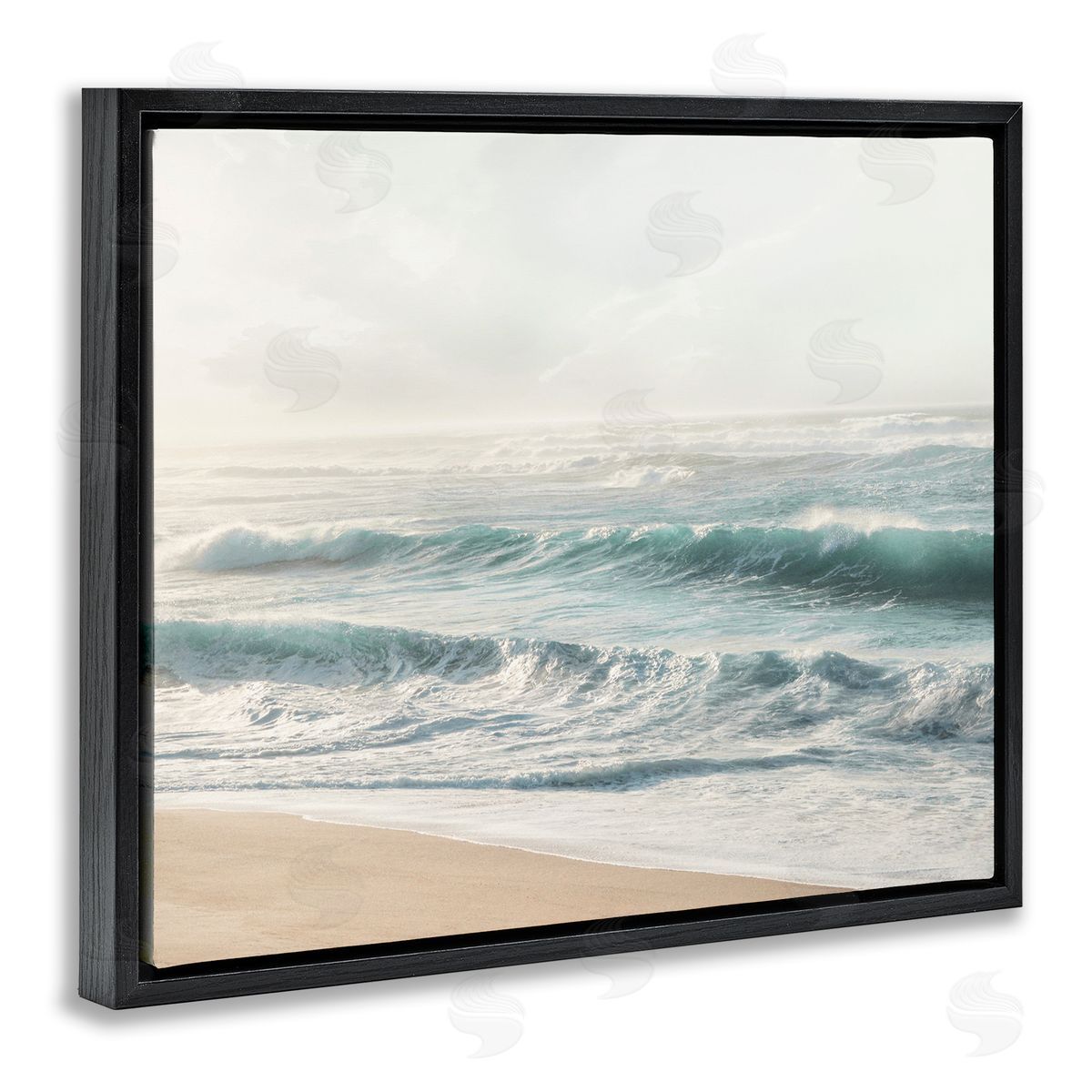 Distant Beach View Black Floating Frame Canvas Wall Art, Home Decor by Mike Calascibetta