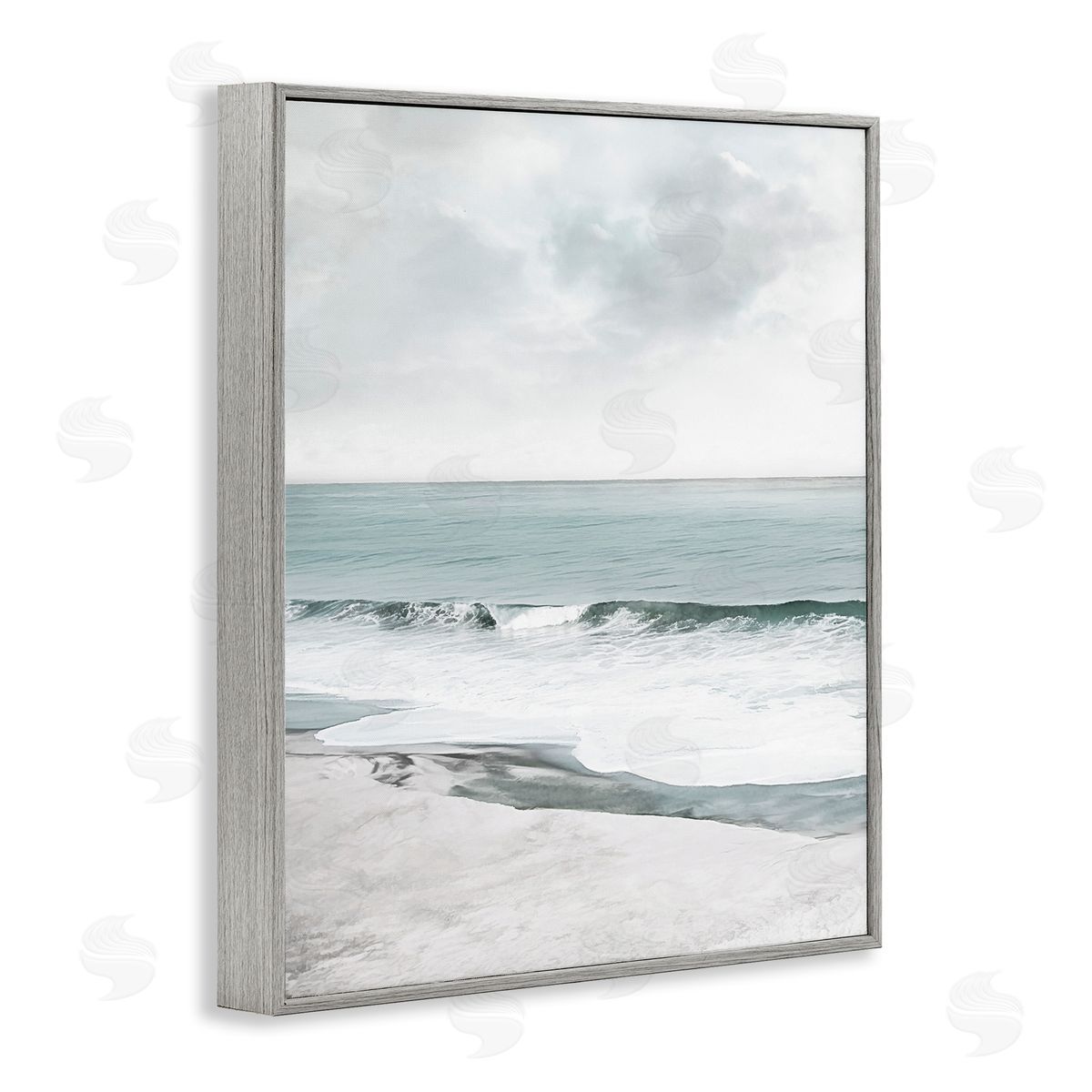Curling Ocean Waves Grey Frame Print Wall Art, Home Decor by Mike Calascibetta