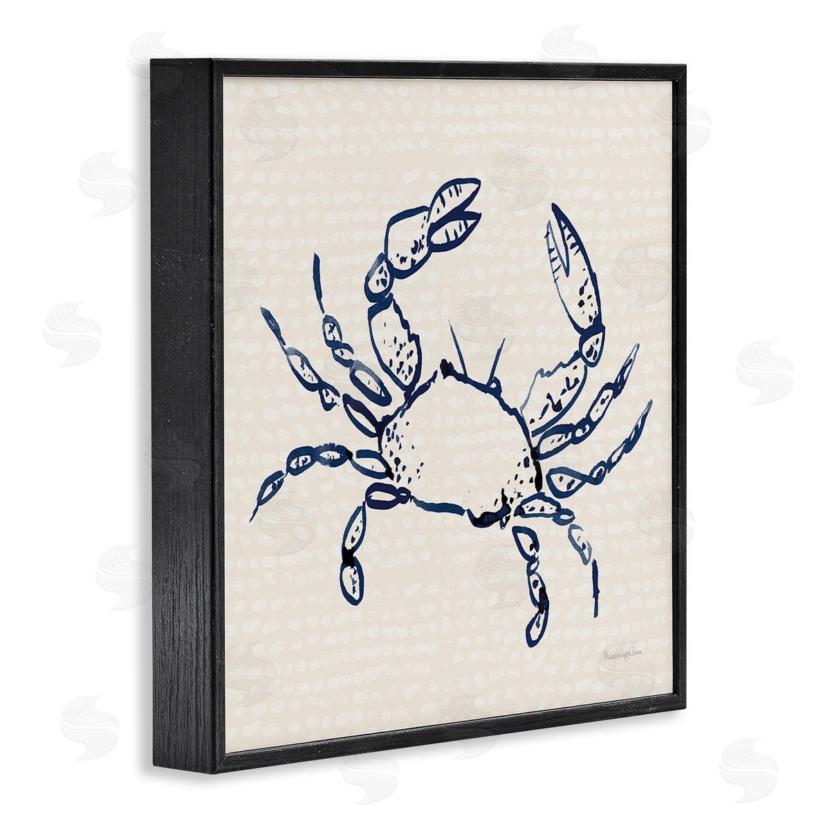 Crab with Dotted Background Black Frame Print Wall Art, Home Decor by Mercedes Lopez Charro