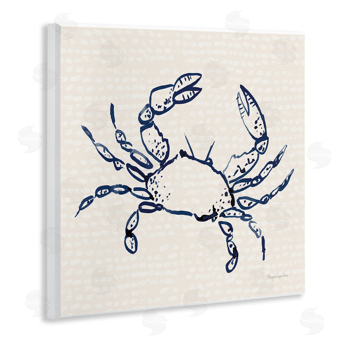 Crab with Dotted Background Wood Plaque Wall Art, Home Decor by Mercedes Lopez Charro