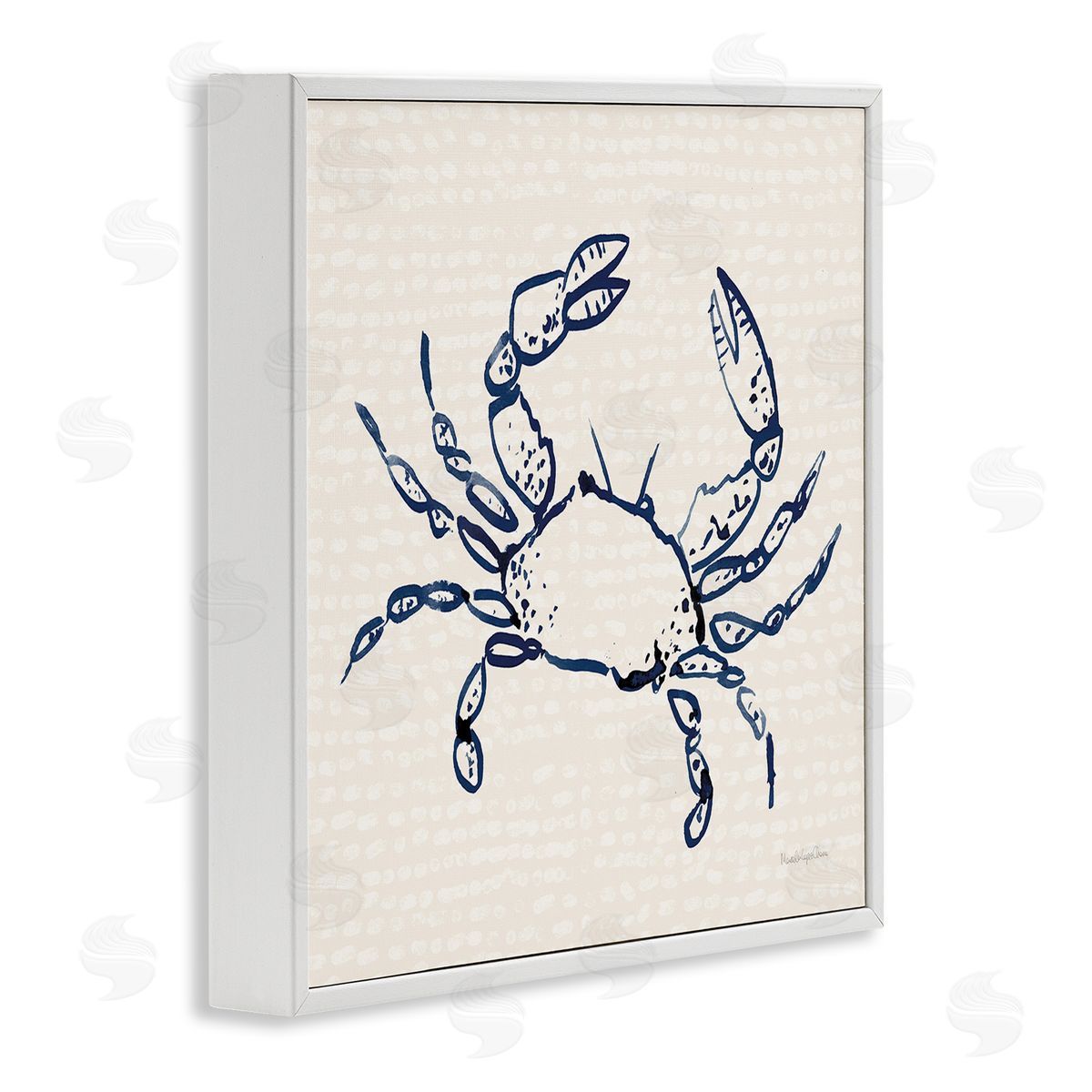 Crab with Dotted Background White Frame Print Wall Art, Home Decor by Mercedes Lopez Charro