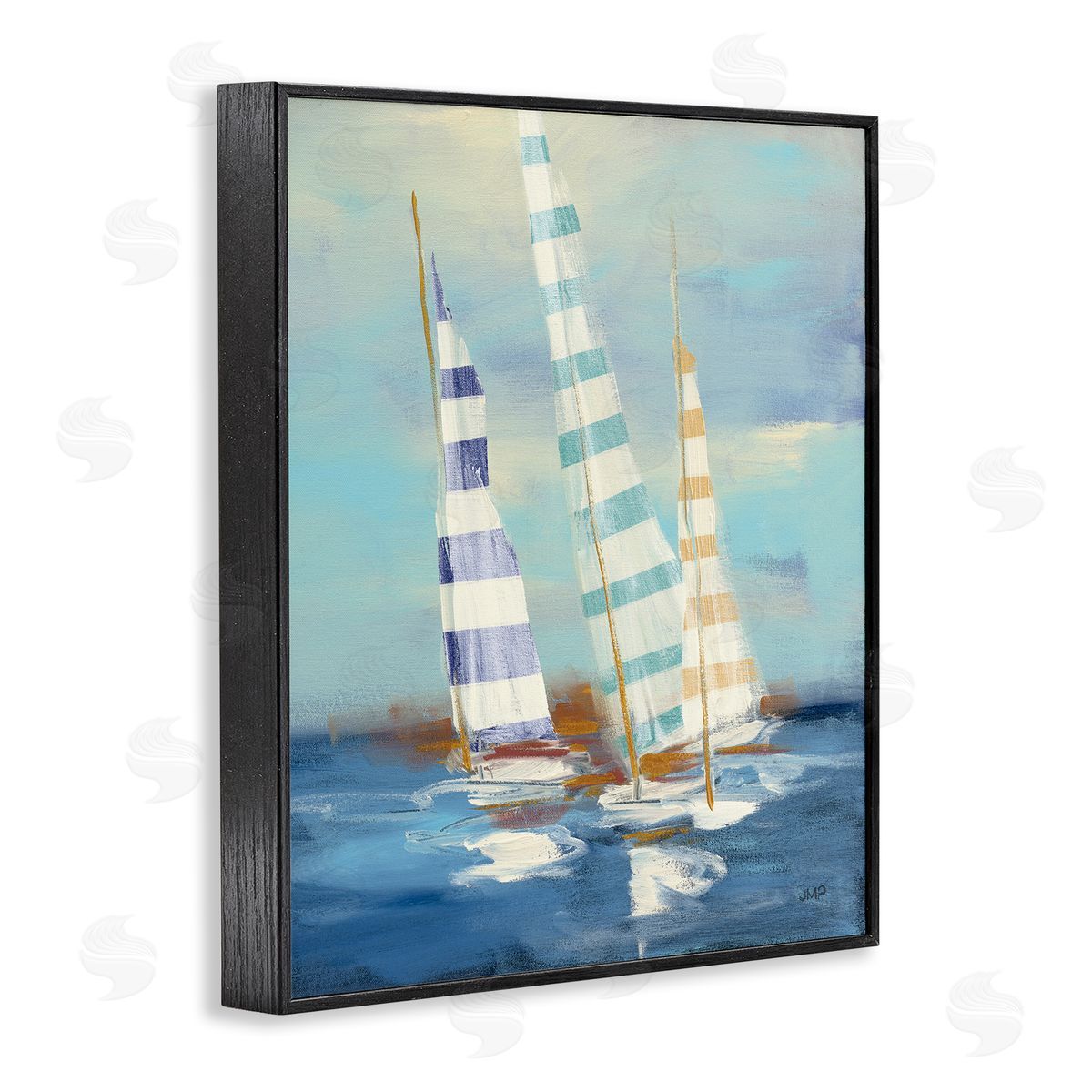 Summer Regatta Boats Black Frame Print Wall Art, Home Decor by Julia Purinton