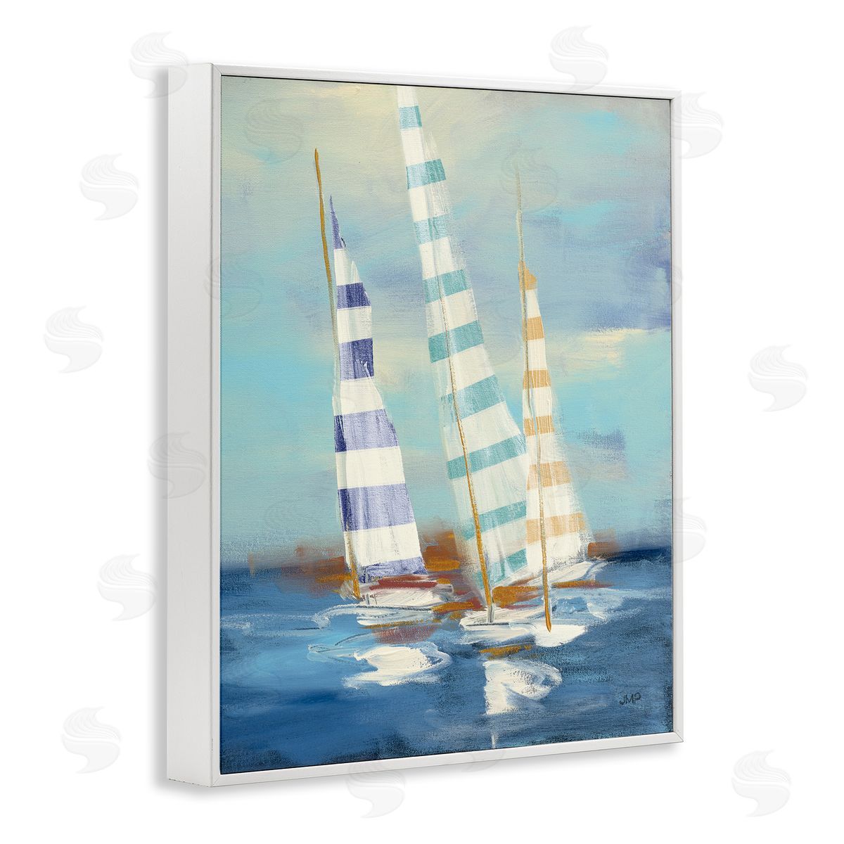 Summer Regatta Boats White Frame Print Wall Art, Home Decor by Julia Purinton
