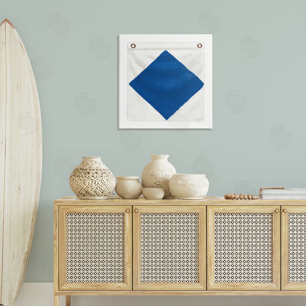 James Wiens Blue & White Nautical Flag Canvas Wall Art Print in Room