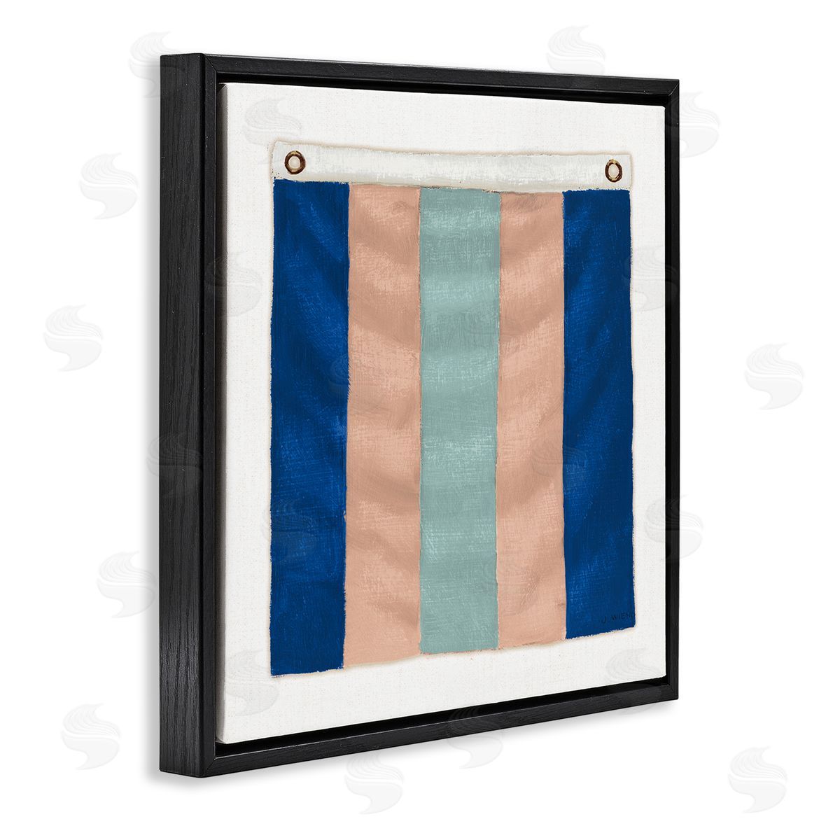 James Wiens Striped Nautical Flag Black Floating Frame Canvas Wall Art Print