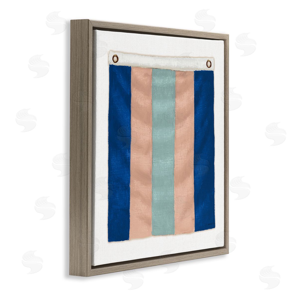 James Wiens Striped Nautical Flag Brown Floating Frame Canvas Wall Art Print