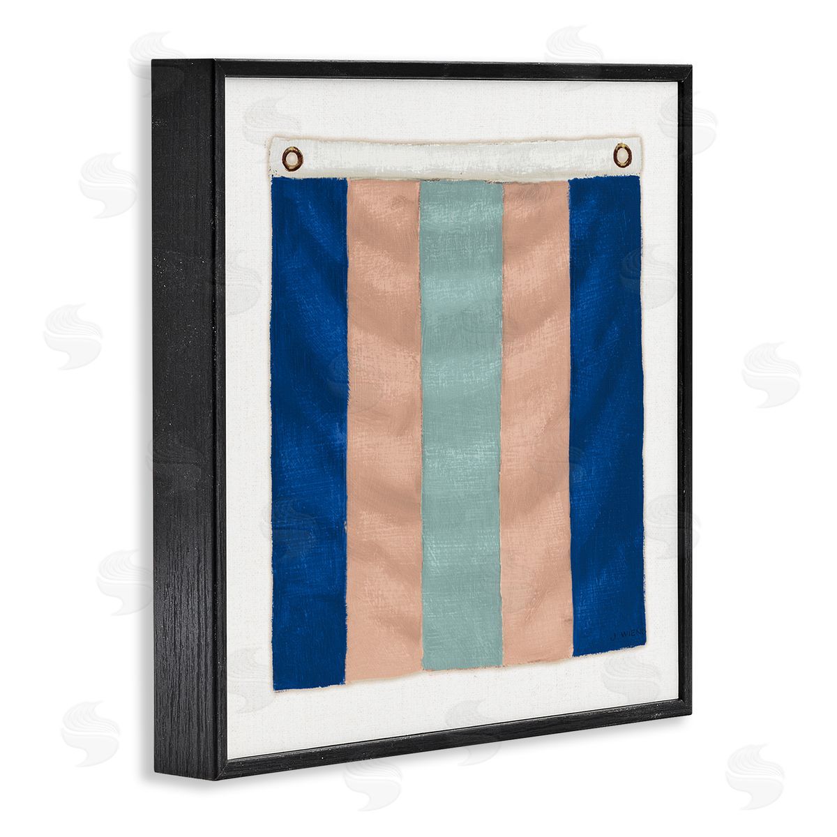 James Wiens Striped Nautical Flag Black Framed Giclee Wall Art Print