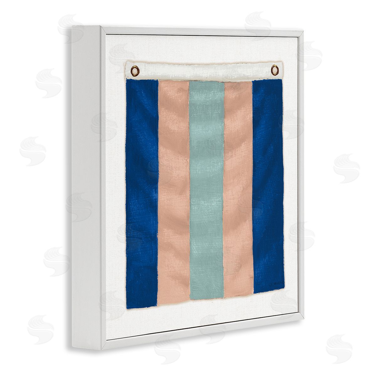 James Wiens Striped Nautical Flag White Framed Giclee Wall Art Print