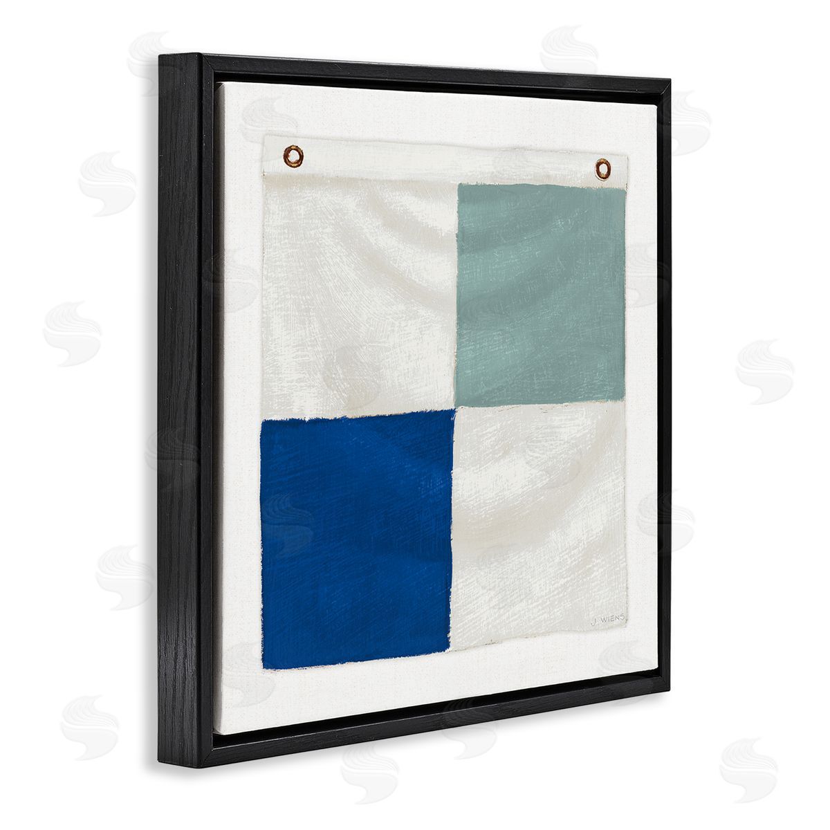 James Wiens Checkered Boat Flag Black Floating Frame Canvas Wall Art Print