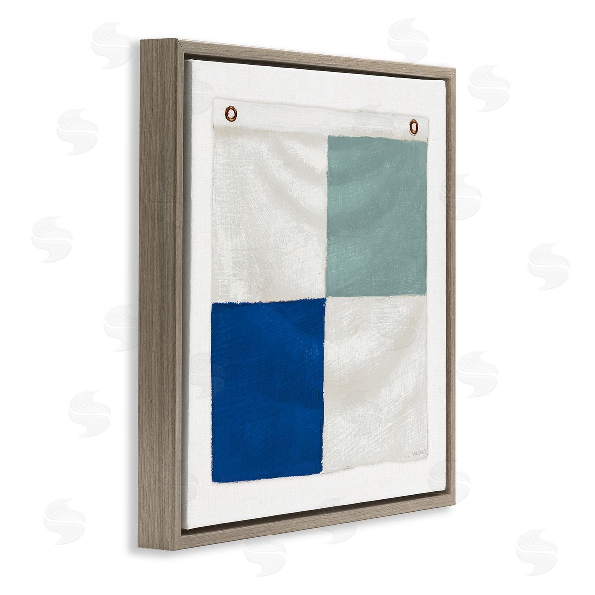 James Wiens Checkered Boat Flag Brown Floating Frame Canvas Wall Art Print