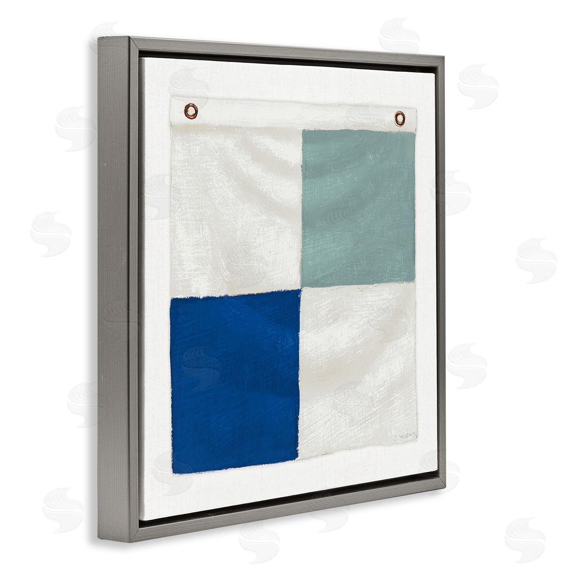 James Wiens Checkered Boat Flag Gray Floating Frame Canvas Wall Art Print