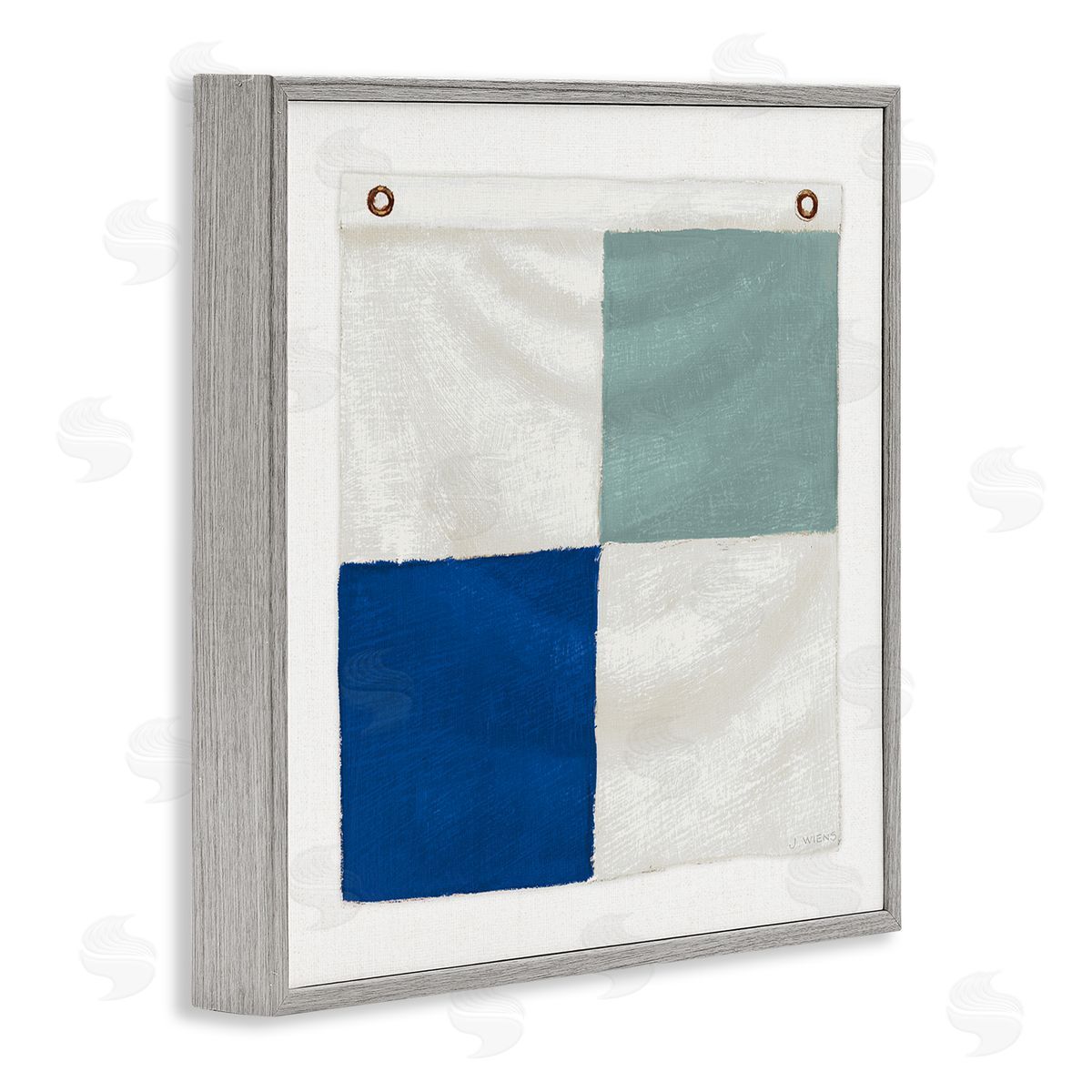 James Wiens Checkered Boat Flag Gray Framed Giclee Wall Art Print