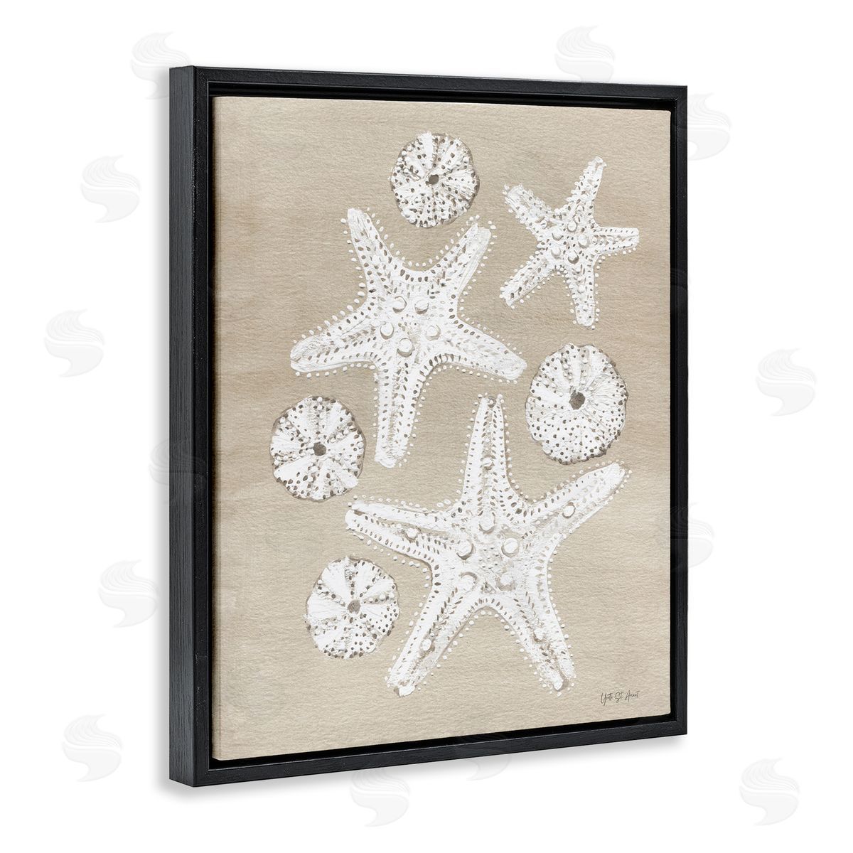 Sandy Beach Treasures Black Floating Frame Canvas Wall Art, Home Decor by Candra Boggs