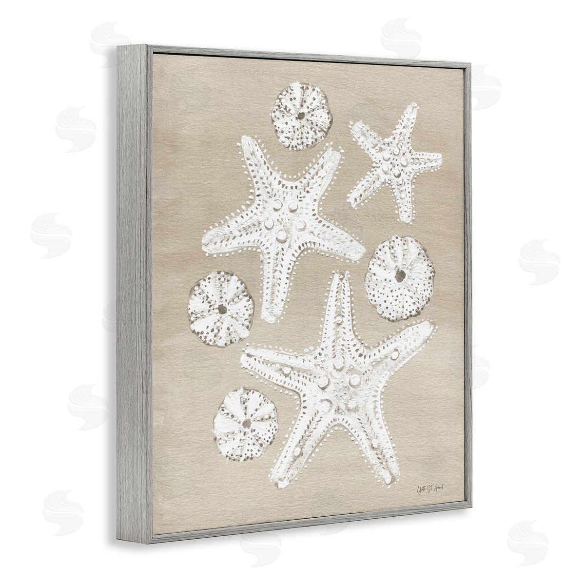 Sandy Beach Treasures Grey Frame Print Wall Art, Home Decor by Candra Boggs