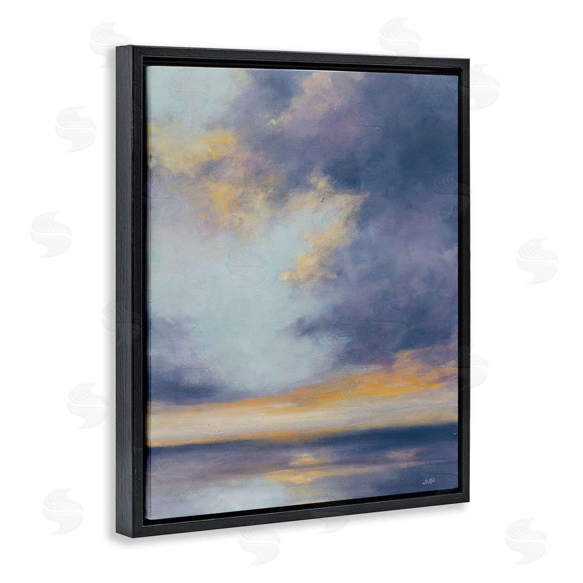 Light Of Dawn Seascape Black Floating Frame Canvas Wall Art, Home Decor by Julia Purinton
