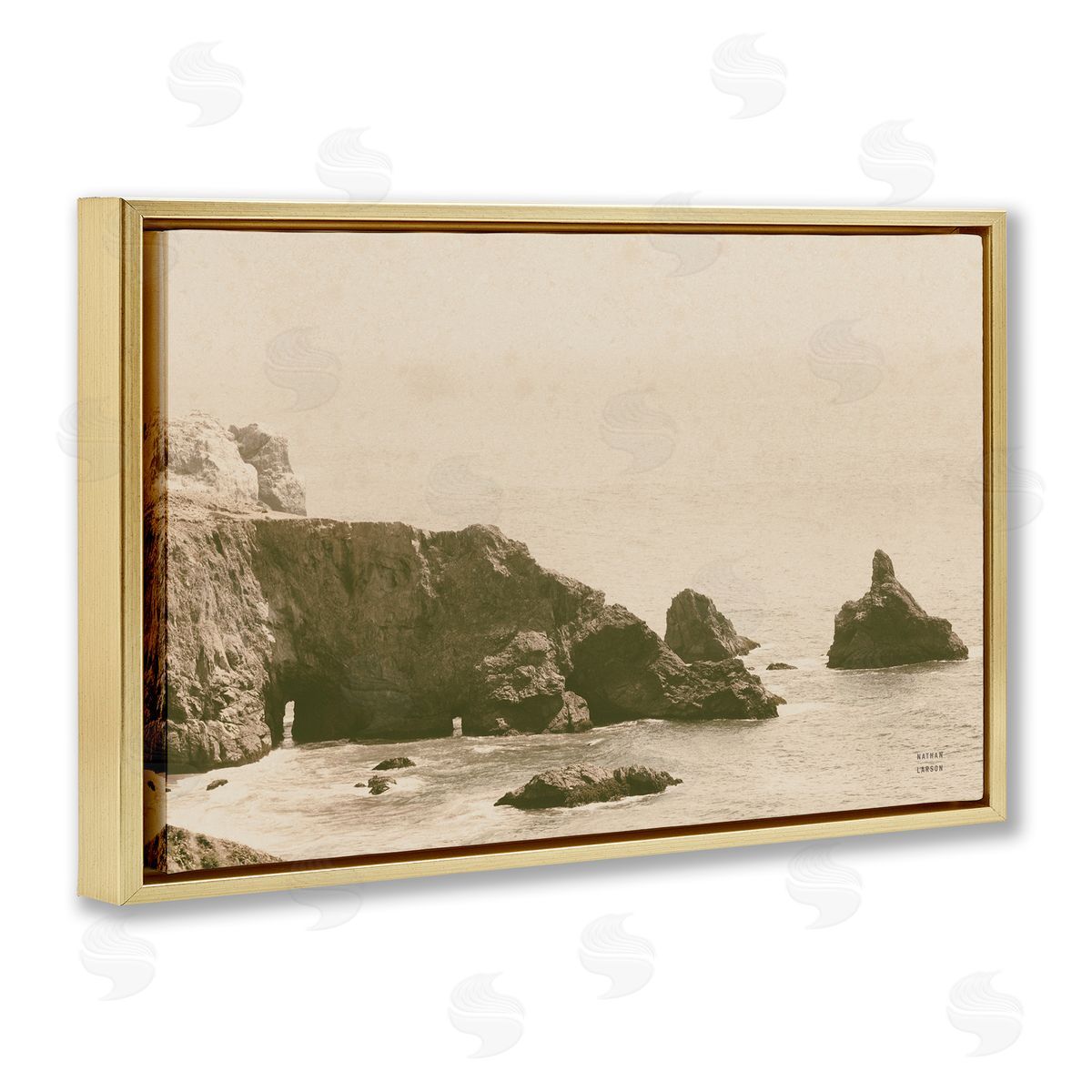 Passing Through Cove Gold Floating Frame Canvas Wall Art, Home Decor by Nathan Larson