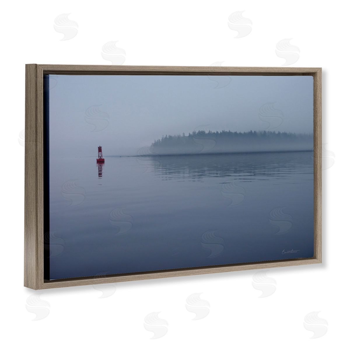 Penobscot Bay Landscape Brown Floating Frame Canvas Wall Art, Home Decor by Belinda Aldrich