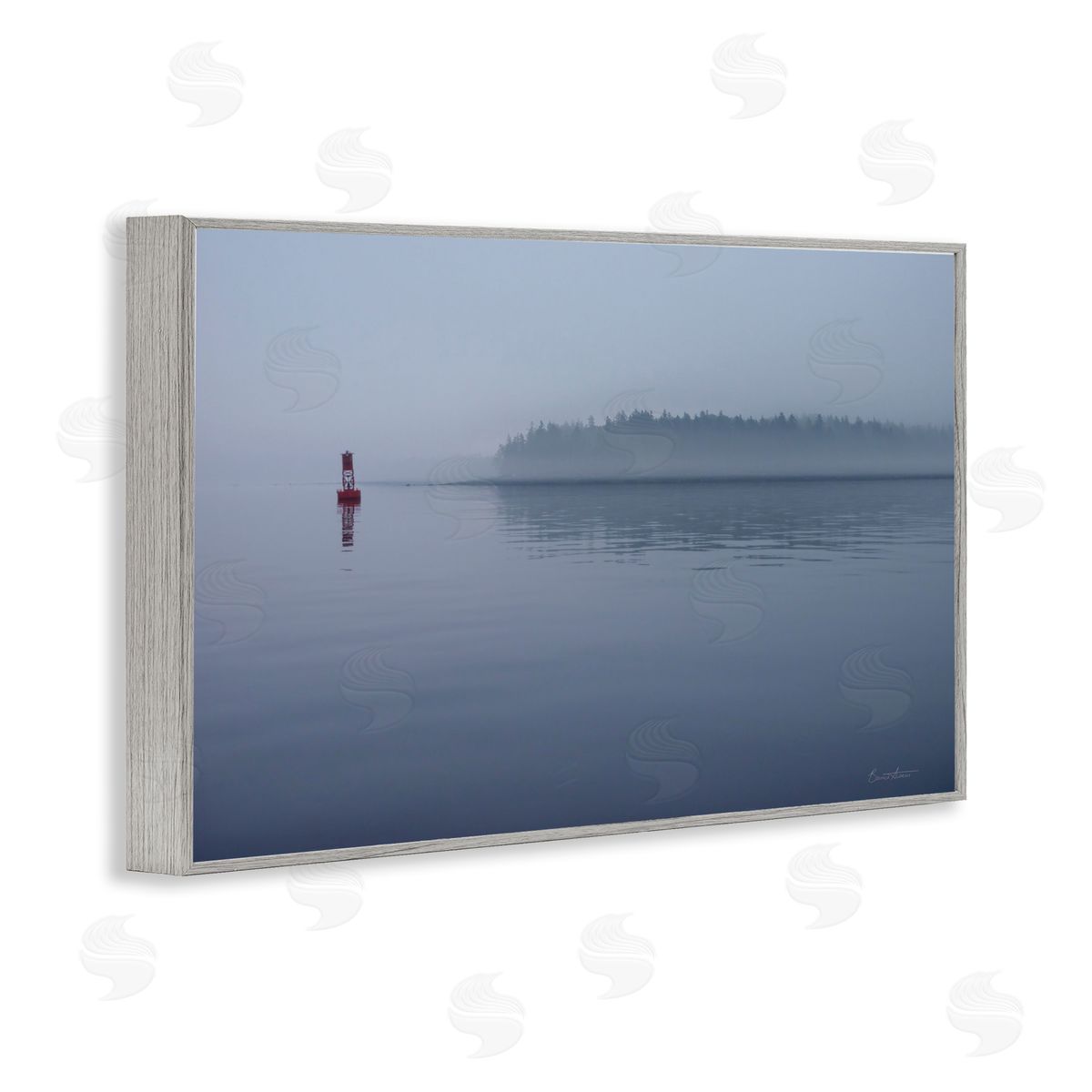 Penobscot Bay Landscape Grey Frame Print Wall Art, Home Decor by Belinda Aldrich