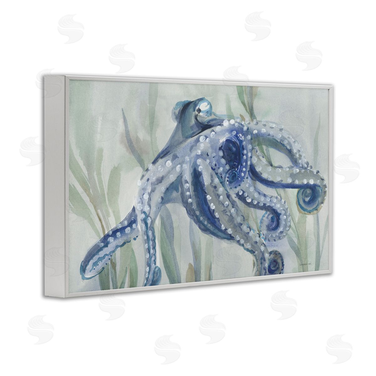 Deep Dweller Octopus White Frame Print Wall Art, Home Decor by Danhui Nai