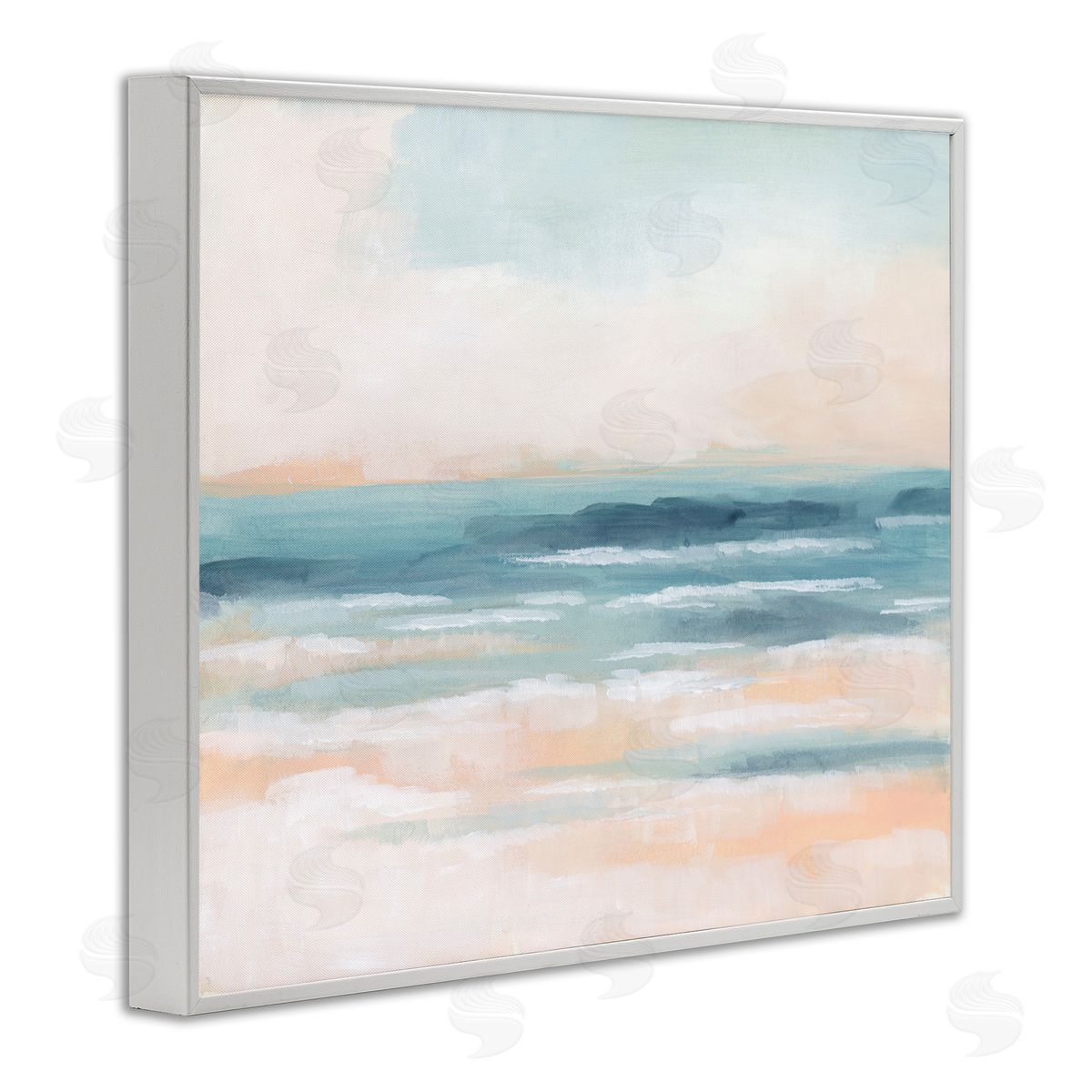 Pastel Beach Coast White Frame Print Wall Art, Home Decor by June Erica Vess