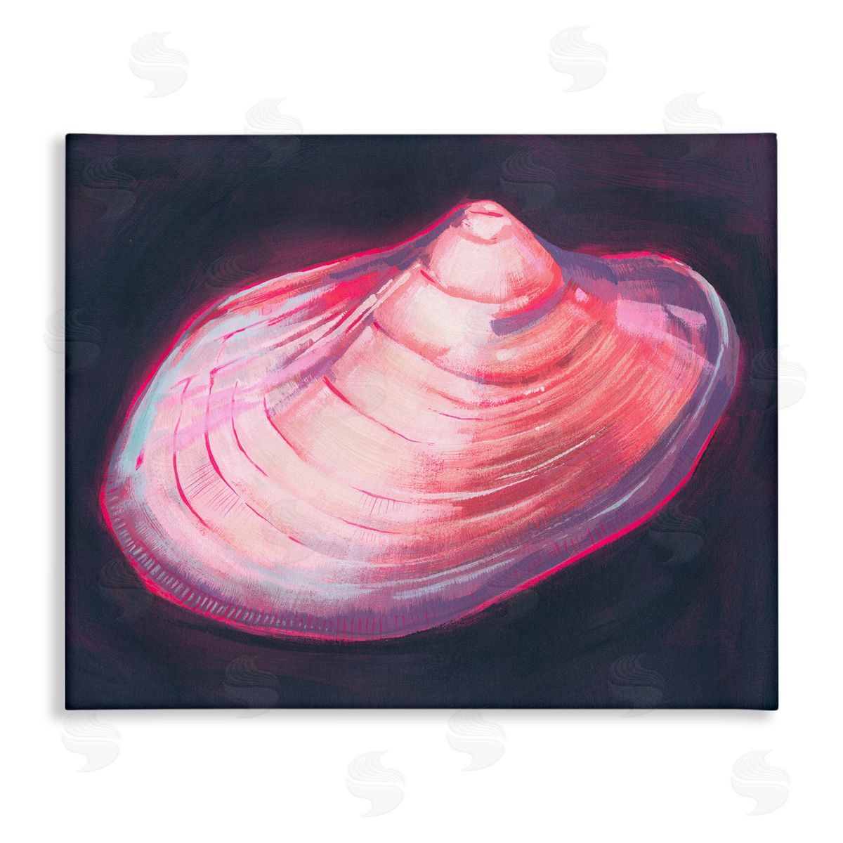 Pink Seashell on Black Canvas Wall Art, Home Decor by Grace Popp
