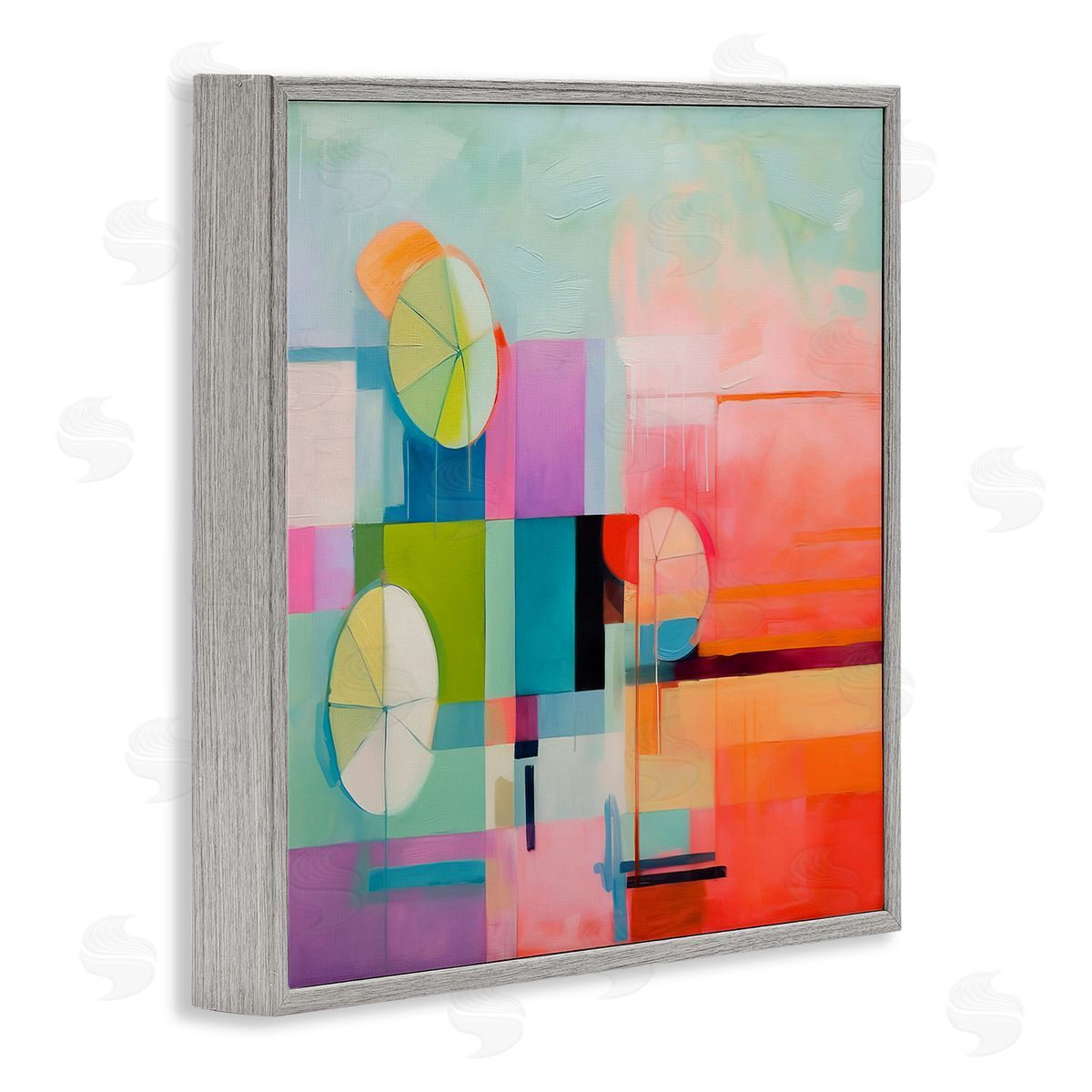 Beach Umbrellas Abstraction Grey Frame Print Wall Art, Home Decor by Irena Orlov