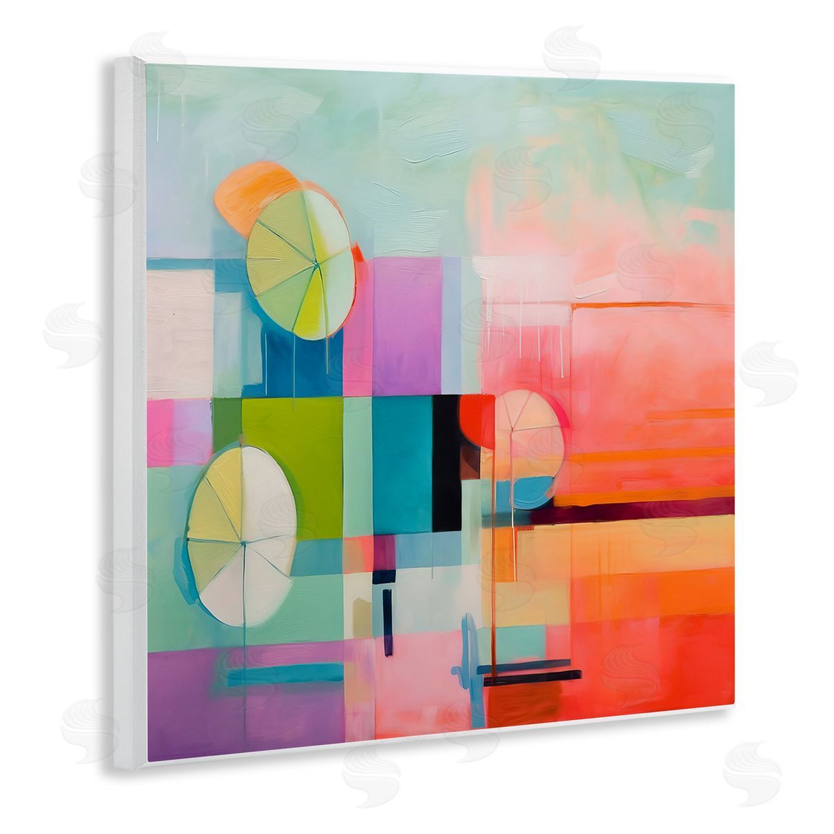 Beach Umbrellas Abstraction Wood Plaque Wall Art, Home Decor by Irena Orlov