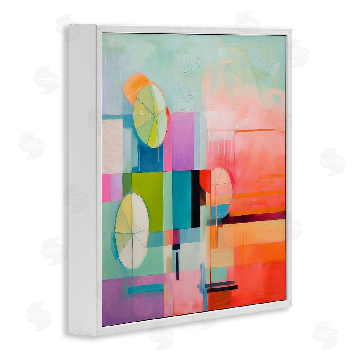 Beach Umbrellas Abstraction White Frame Print Wall Art, Home Decor by Irena Orlov