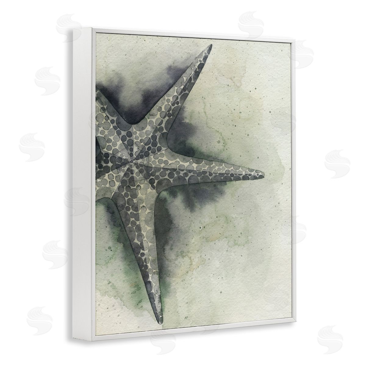 Complex Grey Starfish White Frame Print Wall Art, Home Decor by Grace Popp