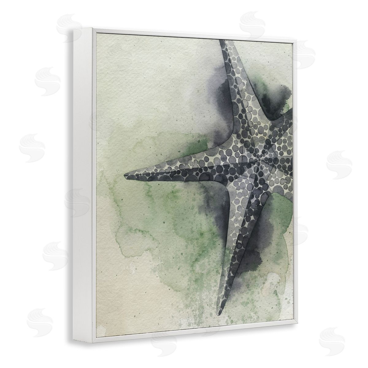 Spotted Grey Starfish White Frame Print Wall Art, Home Decor by Grace Popp