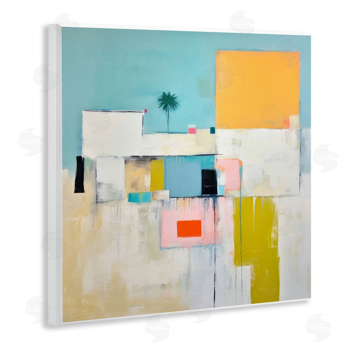 Tropical Villa Abstraction Wood Plaque Wall Art, Home Decor by Irena Orlov
