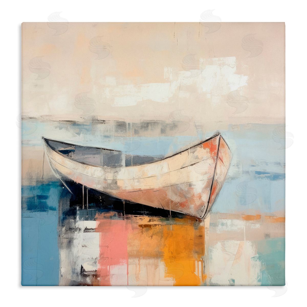 Sunlit Boat Reflection Canvas Wall Art, Home Decor by Irena Orlov