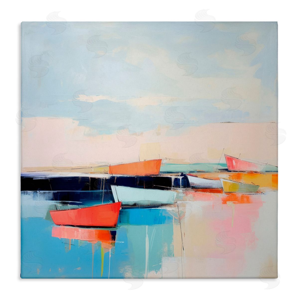 Vivid Boat Reflection Canvas Wall Art, Home Decor by Irena Orlov