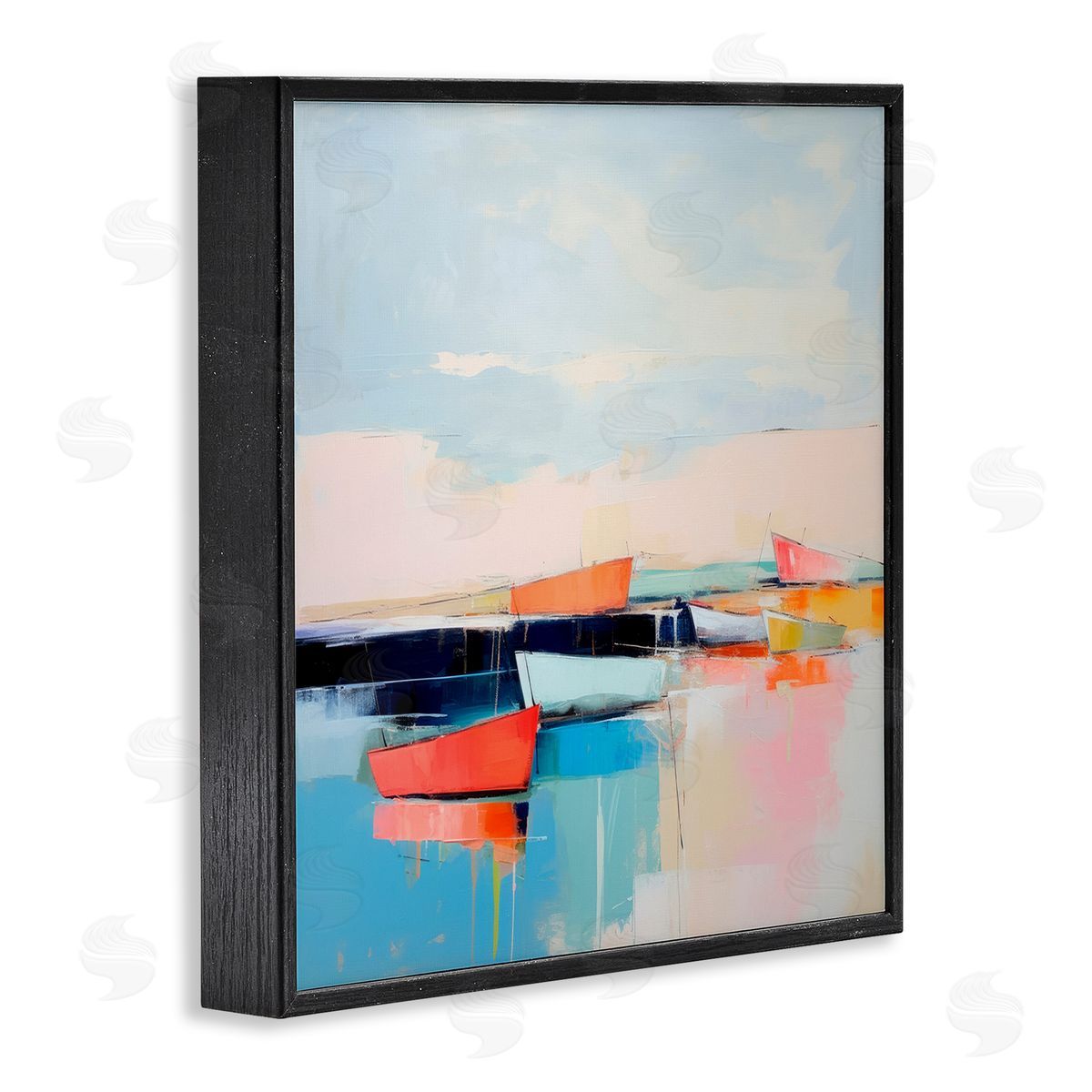 Vivid Boat Reflection Black Frame Print Wall Art, Home Decor by Irena Orlov