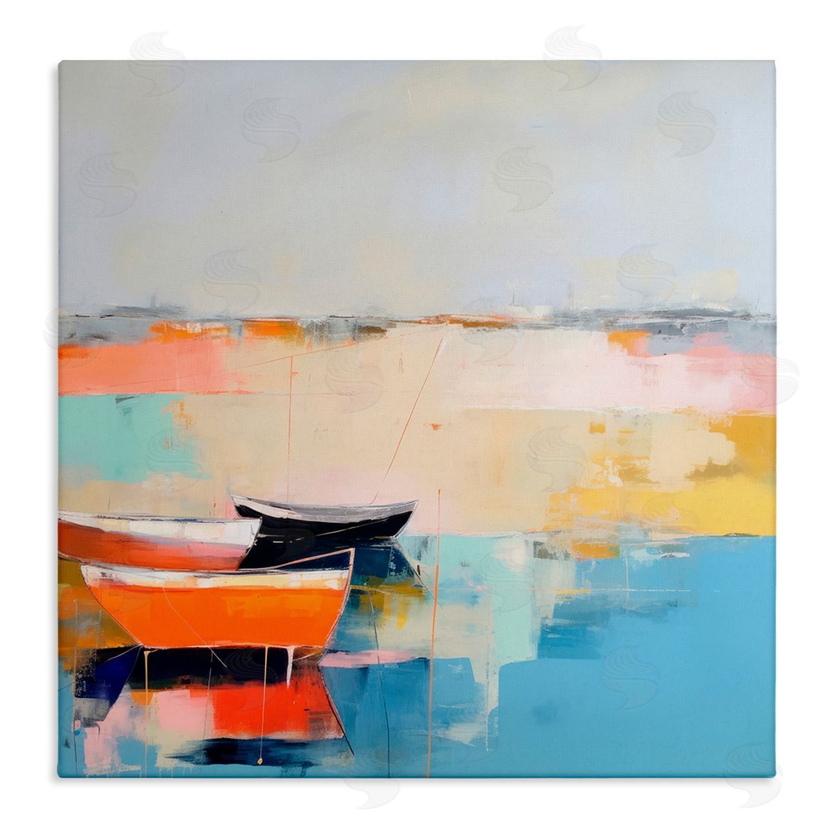 Vivid Boat Abstraction Canvas Wall Art, Home Decor by Irena Orlov