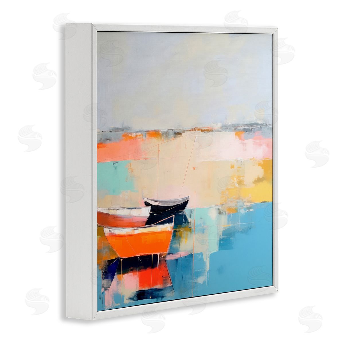 Vivid Boat Abstraction White Frame Print Wall Art, Home Decor by Irena Orlov