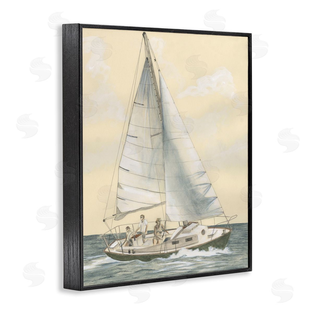 Family Sailing Trip Black Frame Print Wall Art, Home Decor by Michael Willett