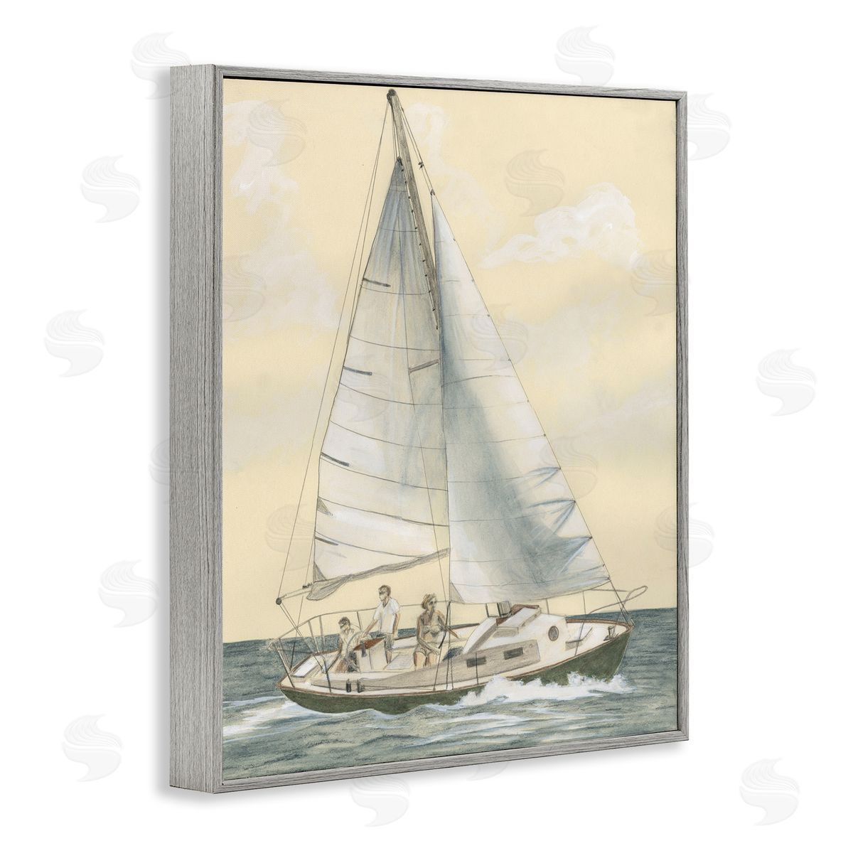 Family Sailing Trip Grey Frame Print Wall Art, Home Decor by Michael Willett
