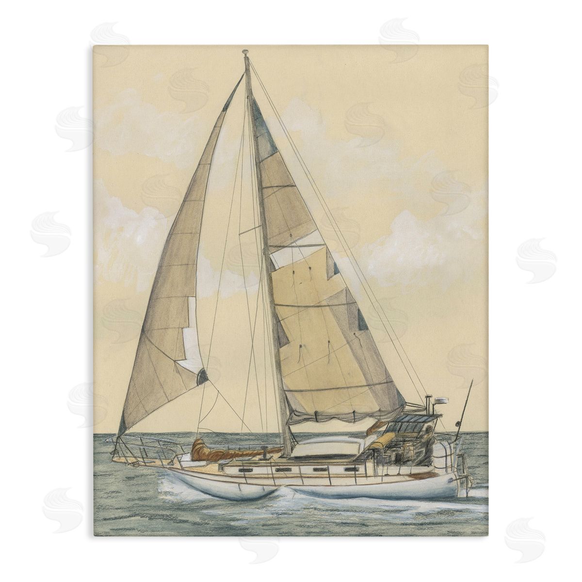 Detailed Sailboat View Canvas Wall Art, Home Decor by Michael Willett