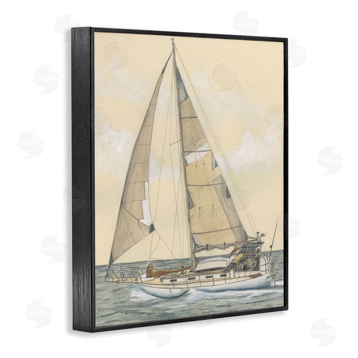 Detailed Sailboat View Black Frame Print Wall Art, Home Decor by Michael Willett