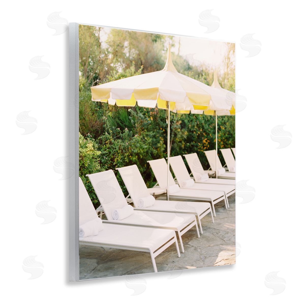 Summer Pool Chairs Wood Plaque Wall Art, Home Decor by Justine Milton