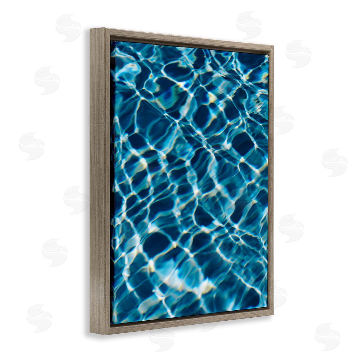 Beach Water Pattern Brown Floating Frame Canvas Wall Art, Home Decor by Justine Milton