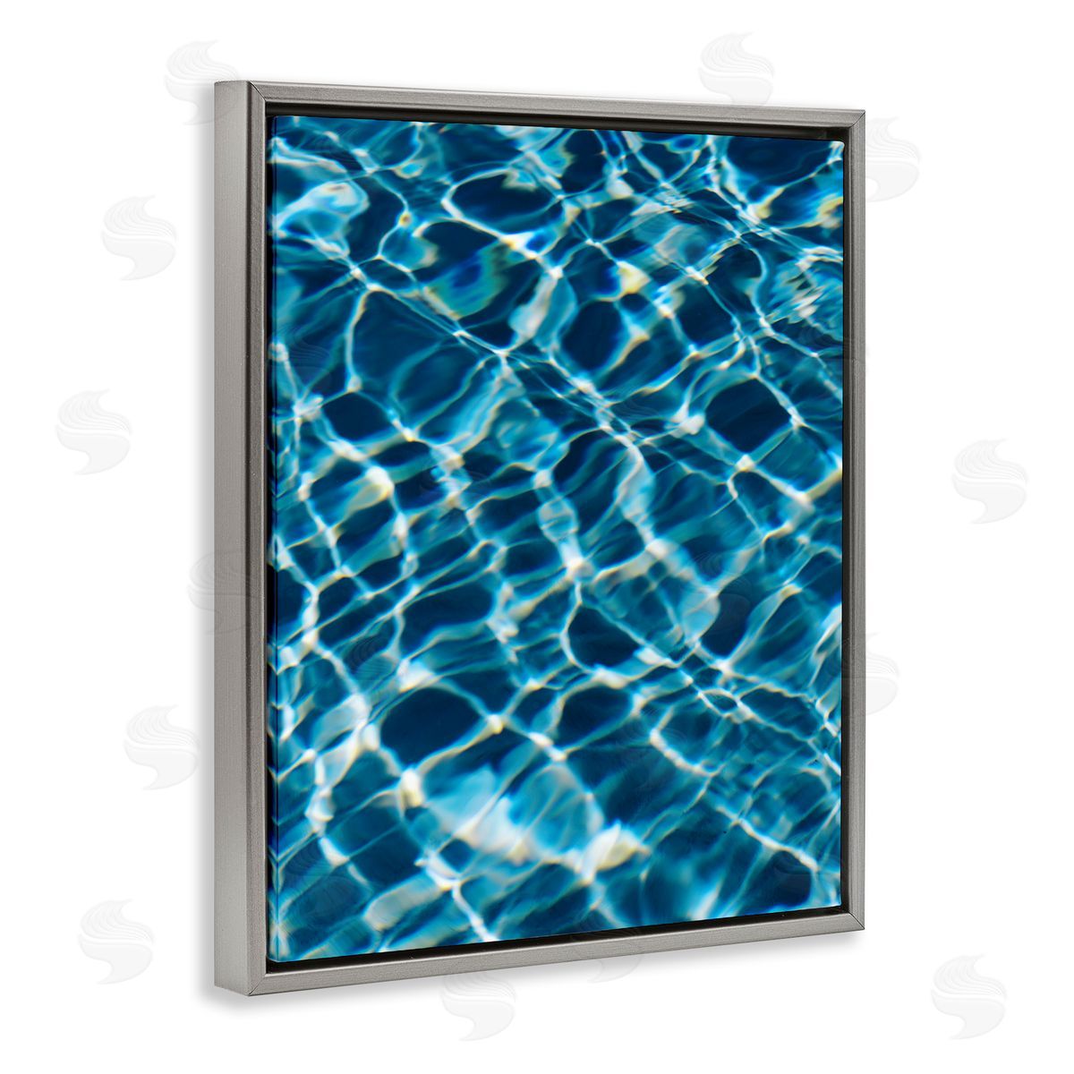 Beach Water Pattern Grey Floating Frame Canvas Wall Art, Home Decor by Justine Milton