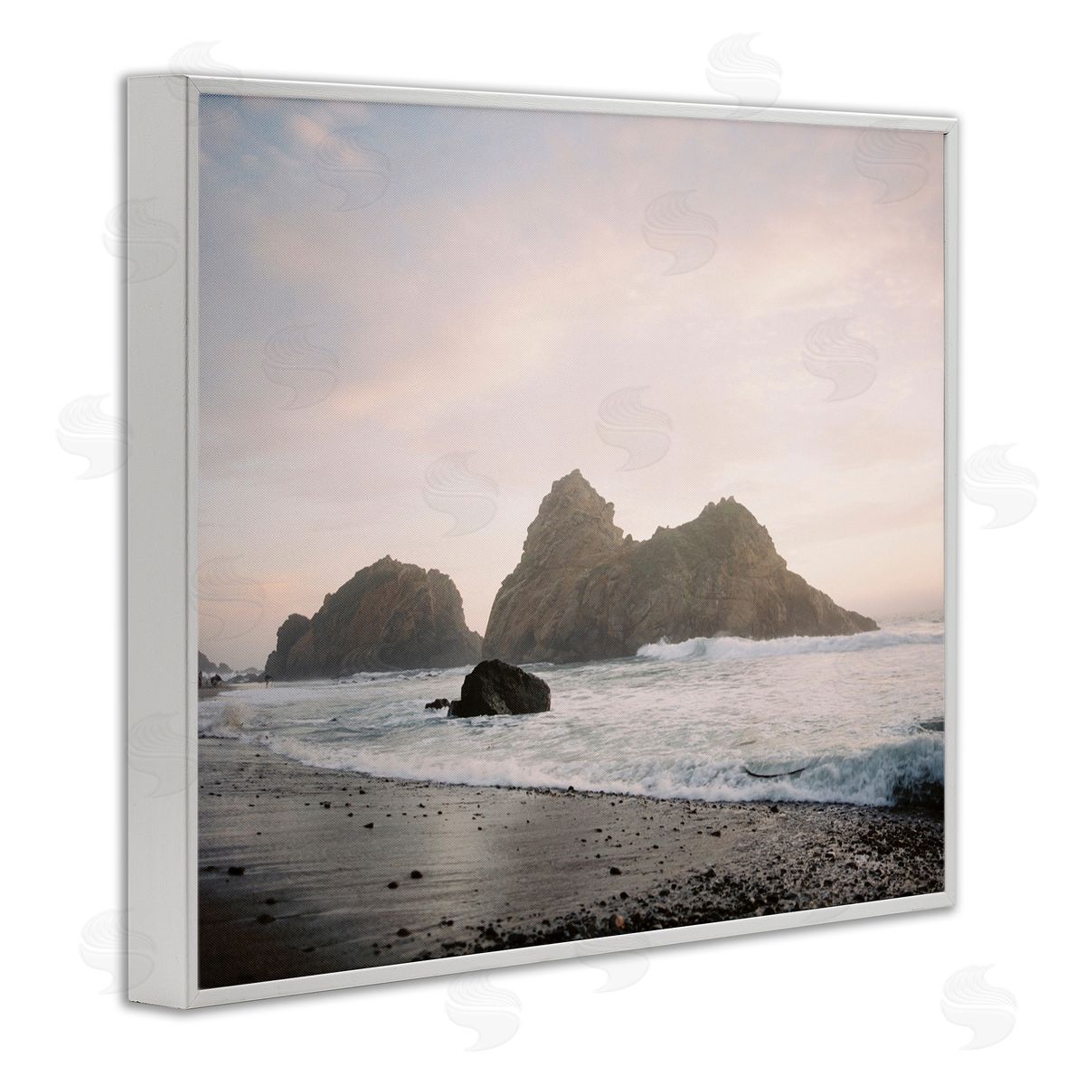 Seaside Cliffs Landscape White Frame Print Wall Art, Home Decor by Justine Milton
