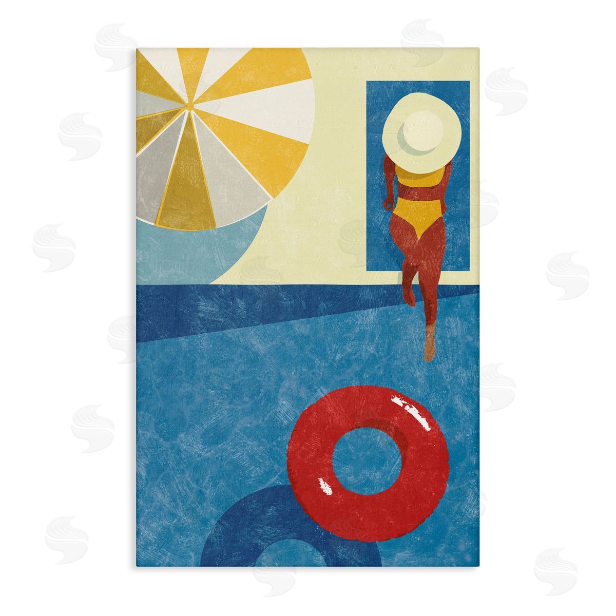 Summer Poolside Girl Canvas Wall Art, Home Decor by Victoria Barnes