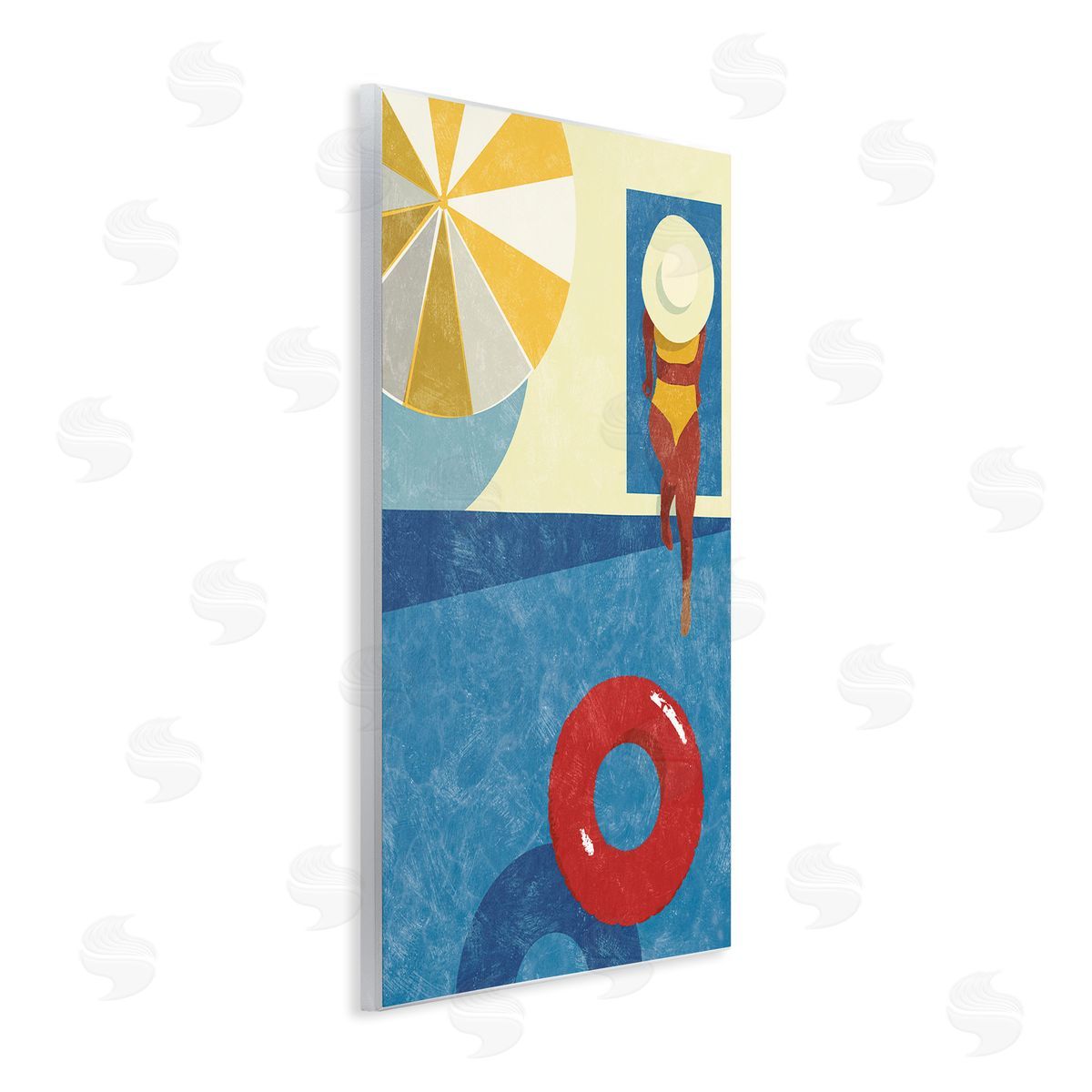 Summer Poolside Girl Wood Plaque Wall Art, Home Decor by Victoria Barnes