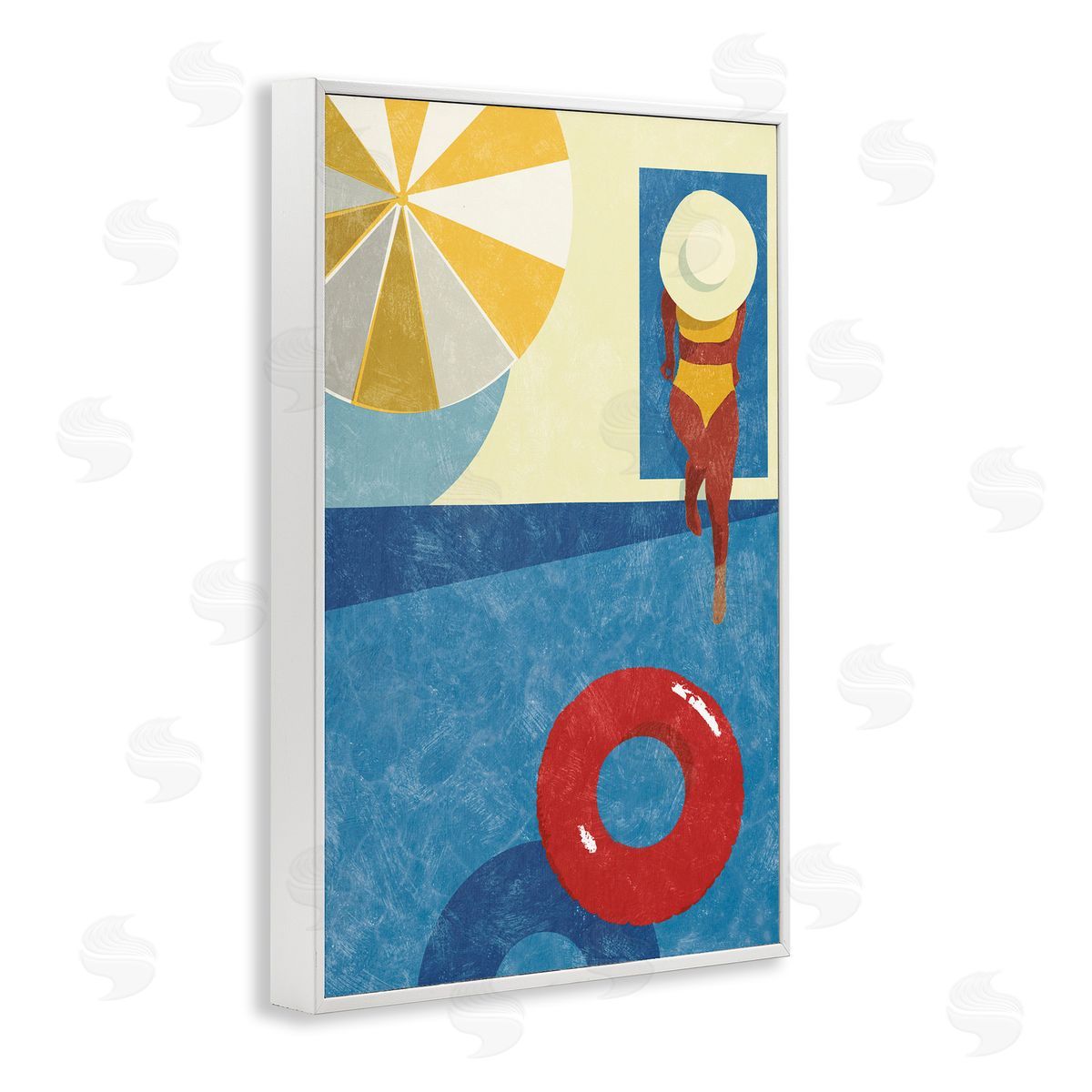 Summer Poolside Girl White Frame Print Wall Art, Home Decor by Victoria Barnes
